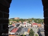 Widok na Starówkę i zamek golubski przez okienko wieży kościelnej 