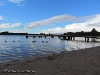 Jezioro Zamkowe w Wąbrzeźnie z widokiem na pomost wędkarski, fot. Halina Siekierska
