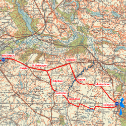 Mapka wycieczki z Brodnicy do Górzna na MP w Triathlonie